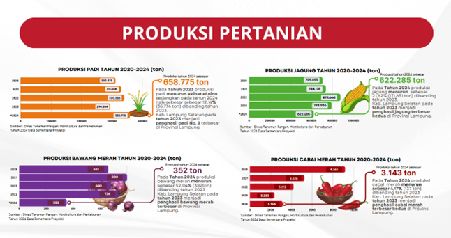 Produksi Pertanian Kabupaten Lampung Selatan Tahun 2020-2024